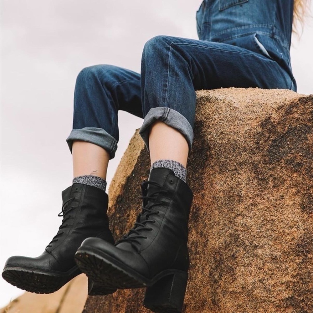 Frye black leather booties